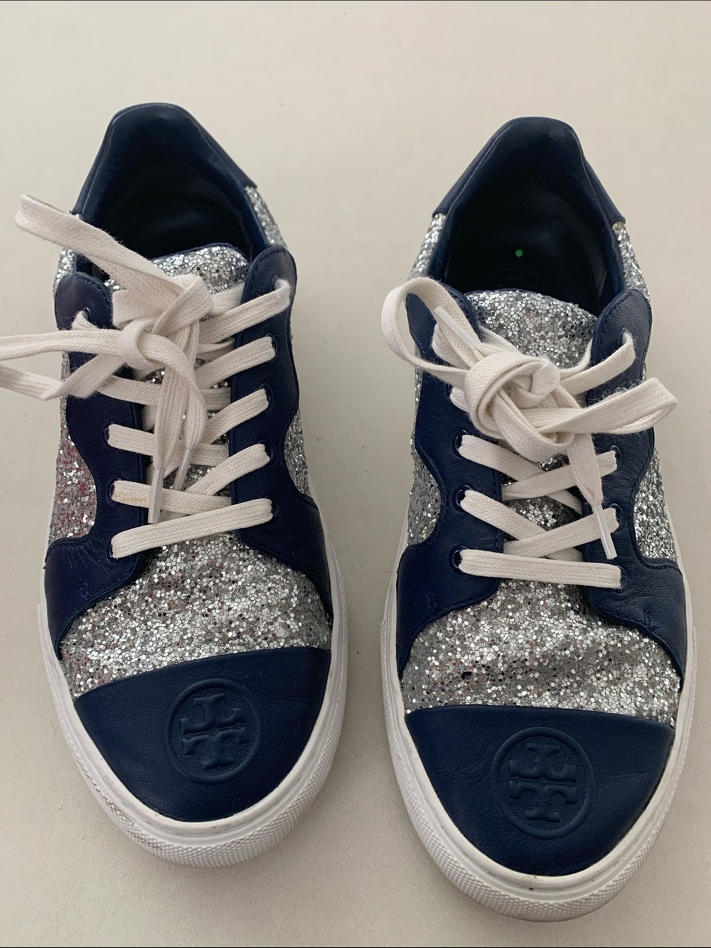 Tory Burch navy and silver shoe